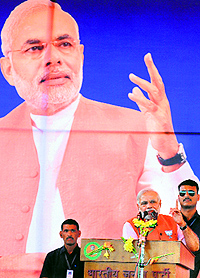 Narendra Modi at the rally in Chandigarh on Saturday