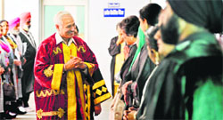 Prof Naval Kishore, Dean, College Development Council, PU, Chandigarh, during the annual convocation at the Government College for Girls in Ludhiana. Tribune Photo: Himanshu Mahajan