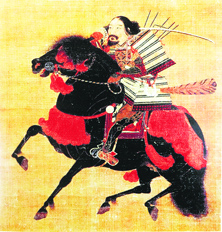 Samurai warrior on horseback. Japan; Muromachi Period; 15th century