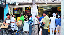 People queue up at liquor vends in Bathinda on Sunday