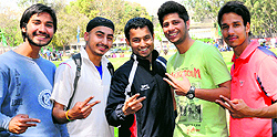 New voters and sportspersons Pushpinder Singh, Parminder, Sameer Sharma, Manish and Vivek in Chandigarh