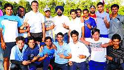 Winners and runners-up of the State Handball Championship at Sector 23, Chandigarh, on Sunday
