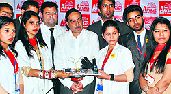 Students of the Aryan Group of Colleges with their life-saving glove