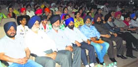 Audience watch the telefilm Satguru Tumre Kaaj Saware at Guru Nanak Dev Bhavan in Ludhiana.