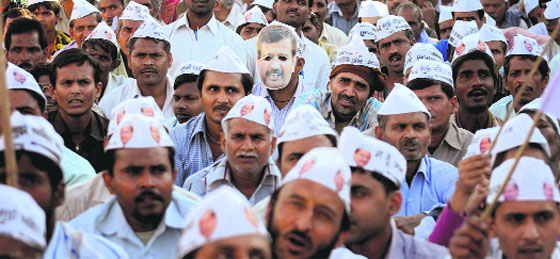 Supporters of the Aam Aadmi Party at a rally at Sherpur in Ludhiana. AAPs HS Phoolka is pitted against Congress Ravneet Singh Bittu and SAD-BJPs Manpreet Singh Ayali.