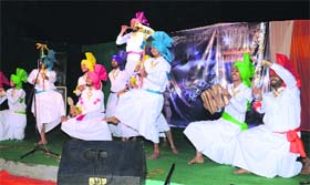 Students present a dance item during a technical fest at Giani Zail Singh College in Bathinda on Monday.