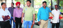 CBI sleuths come out of the MC office in Sector 17, Chandigarh, after conducting a raid on Monday. A Tribune photograph