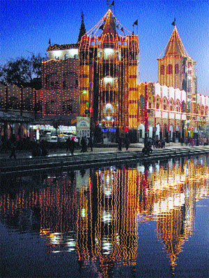 A decked-up Devi Talab Mandir in Jalandhar on Monday.