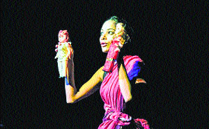 An artiste performs in the play Museum in Jalandhar.