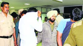 The accused in police custody in Chandigarh on Tuesday.