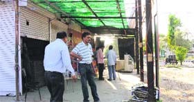 A liquor shop in green belt at the YPS chowk, Phase VIII, in Mohali on Tuesday.
