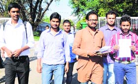ABVP leaders submit a memorandum at the Vice-Chancellors office in Panjab University on Tuesday.