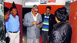 Municipal Council president Manmohan Singh Mall inspects a public toilet in Mussoorie on Tuesday