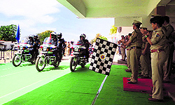 Uttarakhand DGP BS Sidhu flaggs off the city patrol units at a function in police lines in Dehradun on Tuesday