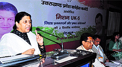 National spokesperson for Congress Ami Yagnik speaks at the two-day convention of Congress spokespersons in Dehradun on Tuesday