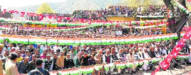 People at a rally addressed by Chief Minister Omar Abdullah at Darhal in Rajouri district on Tuesday.