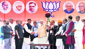 BJP prime ministerial candidate Narendra Modi at the recent Hiranagar rally in Kathua district.
