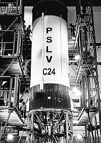 PSLV C24, scheduled to carry the country's navigational satellite IRNSS - 1B, being integrated at Satish Dhawan Space Centre, Sriharikota. 