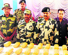 The seized contraband in Fazilka on Tuesday