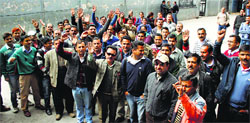 The Government Senior Secondary Teacher Association stages a protest in Shimla on Wednesday. Photo: Amit Kanwar