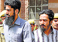 Suspected terrorists Javed and Iqbal outside a court in Jodhpur on Wednesday