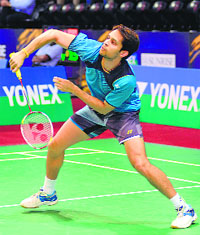 Parupalli Kashyap upset sixth seed Zhengming Wang of China 21-12, 17-21, 21-12 in the first round on Wednesday.