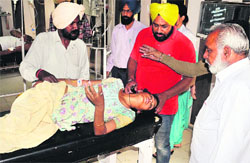 Sukhpal Kaur at the Civil Hospital in Bathinda on Thursday. Tribune photo