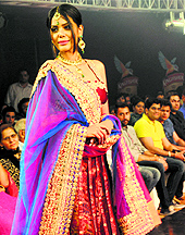 Model Natasha Suri at a fashion show in Sector 17, Chandigarh, on Thursday