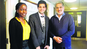 Dr Ajay Mahajan (centre), Assistant Professor, HP Government Dental College and Hospital, Shimla, at King's College in London. 