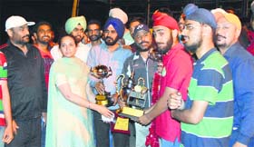 Winners of the All India Inter-Agricultural Sports Meet show their trophies in Ludhiana.