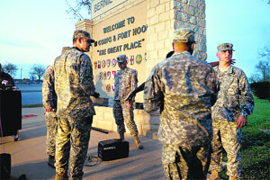 Military personnel at Fort Hood, Texas, on Wednesday