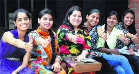 Young voters at Home Science College in Sector 10, Chandigarh.