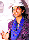 Swati Jaihind, wife of AAP nominee Naveen Jaihind from the Rohtak LS seat