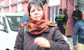 PDP president Mehbooba Mufti after filing the nomination papers again from Anantnag on Friday.