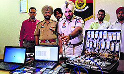 The gadgets seized by the police in Ludhiana on Saturday