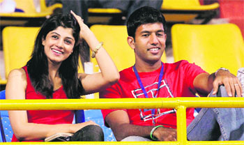 Rohan Bopanna with his wife during the ATP Chennai Open 2013 in Chennai