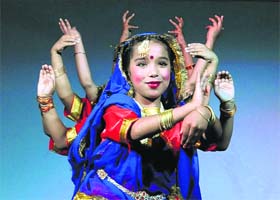Students perform during a cultural programme at Millennium School in Sector 67, Mohali, on Sunday