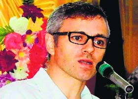 Chief Minister Omar Abdullah addresses a function organised by the National Conference Minority Cell in Jammu on Sunday