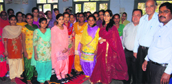 ADC Sonali Giri during her visit to the State Bank of Patiala's R-SETI centre in Bathinda on Monday. Tribune photo