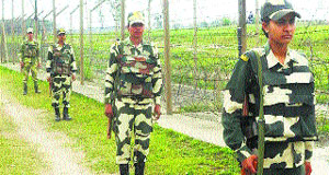 BSF women guards patrolling the border area in the Akhnoor sector.