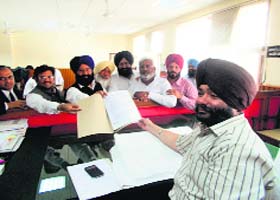 SAD nominee Sher Singh Ghubaya file nomination papers in Ferozepur on Monday