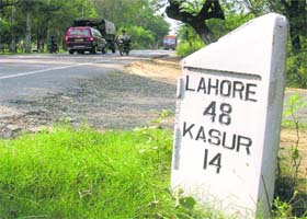 A milestone on the Ferozepur-Lahore GT Road reminiscent of the bygone time