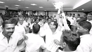 BJP workers create ruckus as they demand tickets in Hyderabad on Monday