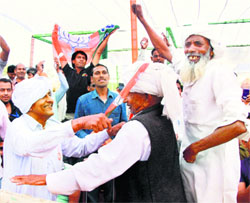 Supporters during BJP PM candidate Narendra Modi's election campaign rally in Gurgaon recently