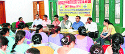 Field staff of the Health Department at an awareness workshop at Indora in Nurpur on Monday