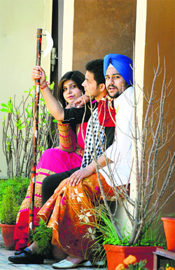 Students don traditional attire at the Pinnacle Institute of Fashion Technology in Ludhiana on Tuesday. 