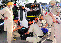bags being checked at Phase I of Mohali on Wednesday