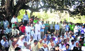 Villagers hold a panchayat meeting in Kosli town of Rewari district