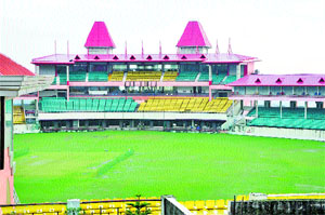 The Himachal Pradesh cricket stadium in Dharamsala. 