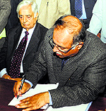 PDP leader Tariq Hamid Kara files his nomination papers for the Srinagar Lok Sabha constituency in Srinagar on Wednesday